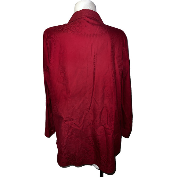 CHICO'S Top Sz XL (3) 16/18 Rust Red Button Animal Print LS No-Iron Blouse Shirt - Picture 6 of 7